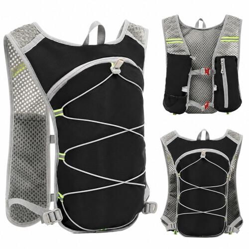 Ultralight Running Hydration Backpack, 2.5L, Adjustable, Reflective, Black