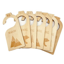 Baby Garderobe Divider 7 Stks/Set Houten Kinderkamer Kleding Divider Baby Hanger Organizer Dierenpatroon Baby Cadeau (Hout)