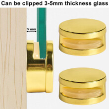 3-5mm Frameless Mirror Mounting Hardware 8 Pack Dual-Screw Fixing Mirror Mounting Kit with Screws and Anchors Golden