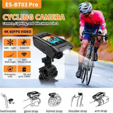 2X 4K 60FPS Multifunctional Cycling Camera Rainproof 2.0 Inch IPS Screen WiFi Connection with LED Flashlight Bike Horn