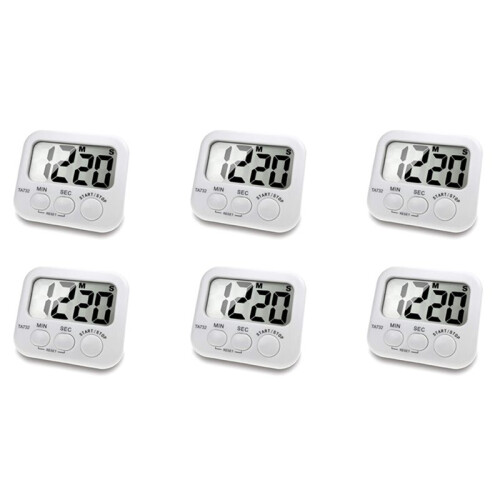 6X Digital Kitchen Timer, Large Screen Large Font Display, Magnetic Back Cooking Timer, Loud Alarm 1
