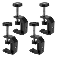 4er-Pack Universal C-Klemme mit 1/4" und 3/8" Gewindebohrung, Tischmontagehalter für Kamera, Monitor, Werkbank, Schwarz