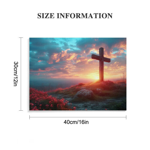 Vintage Easter Cross Canvas Print Religious Decor 16x20 inch 2