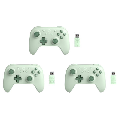3X 8BitDo Wireless 2.4G Gaming Controller with Hall Effect Joystick for PC  Raspberry Pi Android,Green