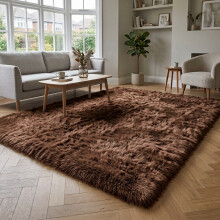 (BROWN, 200X290 CM) Extra Large Rugs Fluffy Shaggy Living Room Rug