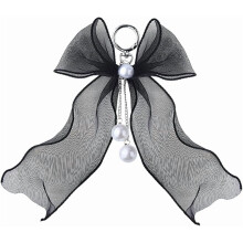 Black Pearl Bow Keychain for Purse Bag Car Keys