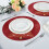 Round Placemat Set Polyester 6 pcs Red Christmas Tree 4