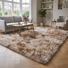 (BEIGE- TYE DYE, 200X290 CM) Extra Large Rugs Fluffy Shaggy Living Room Rug