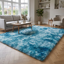 (TEAL- TYE DYE, 200X290 CM) Extra Large Rugs Fluffy Shaggy Living Room Rug