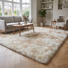 (CREAM- TYE DYE, 200X290 CM) Extra Large Rugs Fluffy Shaggy Living Room Rug