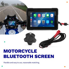 Motocyklowy Ekran Dotykowy GPS Carplay, Bezprzewodowy CarPlay i Android Auto Przenośne Stereo, 5-Calowy Wodoodporny, Podwójny