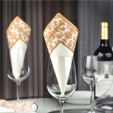 400 Stücke Gold Druck Einwegser Vietten Seiden Papier Bedruckte Servietten für Restaurant und Hotel (Golden + Weiß)