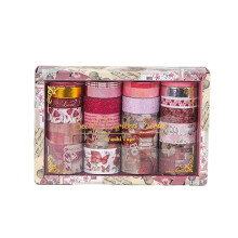 24 Rullar Retro Washi-Tejp för Scrapbooking, Dekorativ Maskeringstejp för Kalender och Skolmaterial A