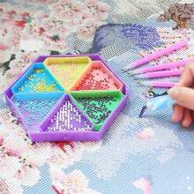 Diamond Art Painting Trays Organizer, Diamond Art Accessories Trays with Brush & Spoon, Rhinestone Tray Sorter