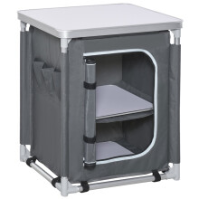 2-Shelf Camping Cupboard Camping Kitchen Station Cook Table Aluminum, Storage Organiser for BBQ Party Picnics Backyards with Carrying Bag