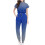 Women's Scrubs Set Blue M Solid V-Neck Short Sleeve Top and 2