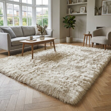 (CREAM, 200X290 CM) Extra Large Rugs Fluffy Shaggy Living Room Rug