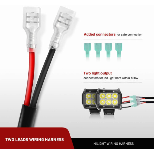 LED Light Bar Wiring Harness Kit 12V with Switch Relay and 2