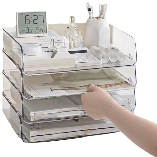 A4 Document Paper Organizer Magazine Organizers Stackable Brochure Holder with Stable Base