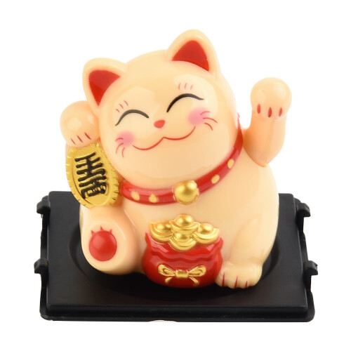 Mini Solar Lucky Cat Car Decoration Yellow 1