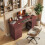 Homcom HOMCOM 120cm PC Table Workstation Computer Desk w/ Drawers, 3 Shelves Walnut 2