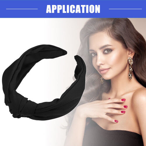 Knotted Headband for Women Black 1 Pc 2