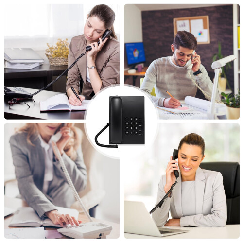 Classical Corded Telephone Black with Redial and Hold 1