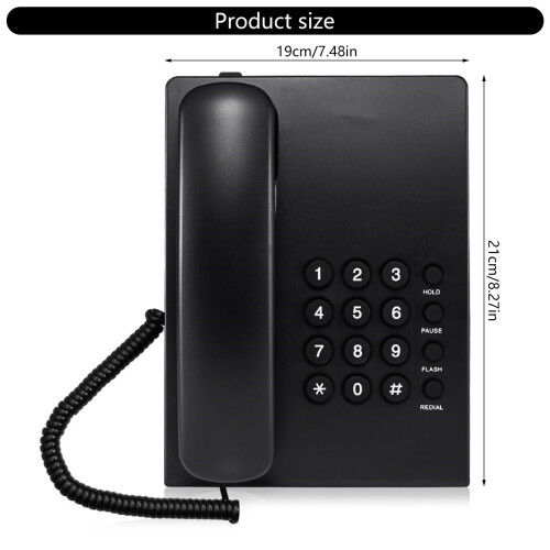 Classical Corded Telephone Black with Redial and Hold 2