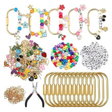 399 Pcs DIY Gold Brass Carabiner Set, DIY Bag Making Hardware Kit with Beads,Jump Rings, Plier for  Bag Decoration