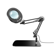 10 Times Magnifier LED Desktop Magnifying Glass Lamps 5 Color Modes 10 Dimmable Levels Folding Swing Arm