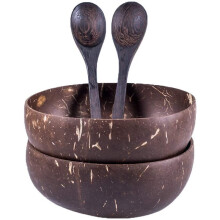 Bols de Noix de et CuillèRes en Bois pour Servir des Nouilles, des Pâtes, des Smoothies, Du Porridge, un Bol de Coquille de Noix de de