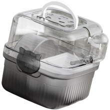 2 Layer Hamster Travel Cage with Handle Breathable ChinchillaCarrier Bag Large Capacity Water Bottle Pet Carrying Box A