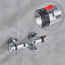 Válvula Termostática para Torneira de Banheira e Chuveiro, Válvula de Controle Termostático Automática de Duas Alças Montada Na Parede, Banheiro