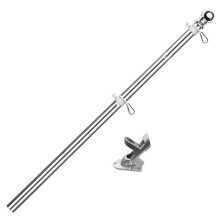 Flag Pole for Outside Sliver 6FT Flag Poles Kit with Tangles Free Flagpole Rings Rustproof Stainless Steel Flagpoles