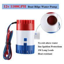 Boat Bilge Water Pump12V 1100 GPH with Float for Boats, 2 Pack Boat Bilge Pump Kit, 1100 GPH Flow Rate