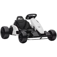 24V Electric Go Kart, Drift Kart with Adjustable Seat, Slow Start, 5-Point Harness, Music, for 6-12 Years, White