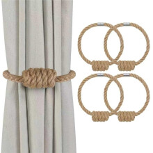 4 Pièces Attaches de Rideau Magnétiques, Supports de Rideau Décoratifs pour Rideaux, pour la Décoration de Chambre à Coucher à Jute