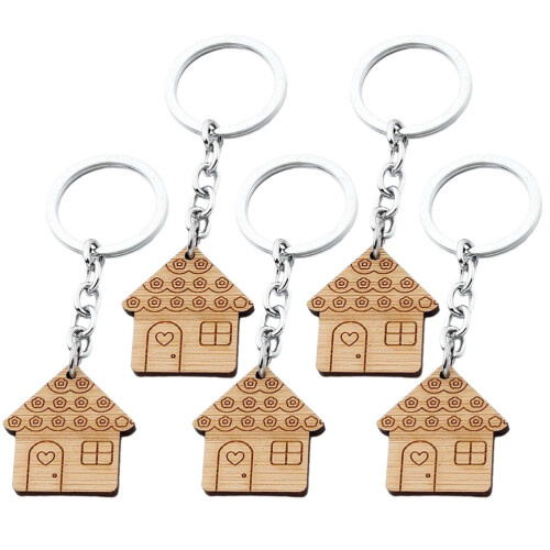 Wood Keyring Key Holder 5 Pieces