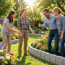 10 Pack Stone Garden Edging Border, Faux Rock Landscape Border Fence, Plastic Retaining Wall Edging for Flower Beds Lawn