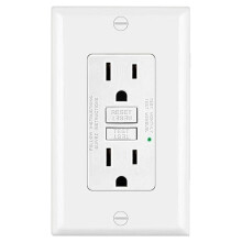 Outlets 15 Amp, Outdoor GFI, White, 15A GFI, Weather Resistant, Ground Fault Circuit Interrupter, Wallplate Included,1PC