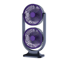 Dual  Desktop Fan,USB Rechargeable Low Noise Personal Cooling Fan with Night Light for Indoor Outdoor B