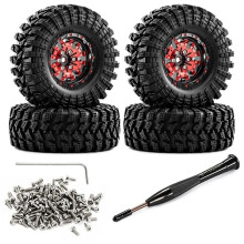 1.3 Inch Beadlock Rubber Wielen Banden voor 1/18 voor TRX4M Ascent-18 1/24 voor Axial SCX24 Upgrade Onderdelen Rood
