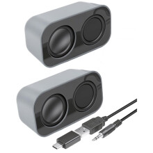 1 Set Computer Speakers voor PC, 2x3W USB Voeding Kleine Stereo Speakers met 3.5mm Aux, Volume Controle, Stekker en Spelen
