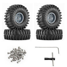 1.0 Inch Beadlock Wheel and Rubber Tires for 1/18 TRX4M for 1/24 Axial SCX24 RC Cralwer Upgrade Parts Titanium