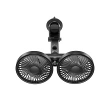 Portable Dual USB Fan with Suction Cup 360 Rotatable Car Cooling Fan for Car Windshield