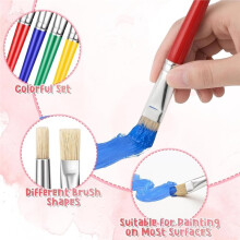 24 Pack Paint Brushes for Kids, Large Round and Flat Brushes for Acrylic Oil Watercolor Washable Paint