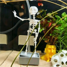 3D-Gedruckter Tanzender Skelett-Aquarium-Bubbler Kunststoff-Fischtank Tanz-Schädel Ornament Gotisch Luftbetrieben Gelb