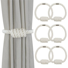 6PCS Magnetic Curtain Tiebacks, Decorative Curtain Holdbacks for Draperies, for Home Bedroom Decor White