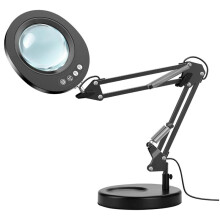 10 Times Magnifier LED Desktop Magnifying Glass Lamps 5 Color Modes 10 Dimmable Levels Multi-Axis Rotation Arm