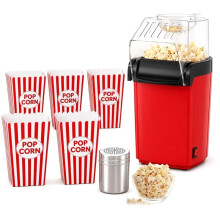 Hot Air Popcorn Maker, 1200W Oil-Free Popcorn Machine with Measuring Lid, 3.5QT Electric Popcorn Popper for Movie EU